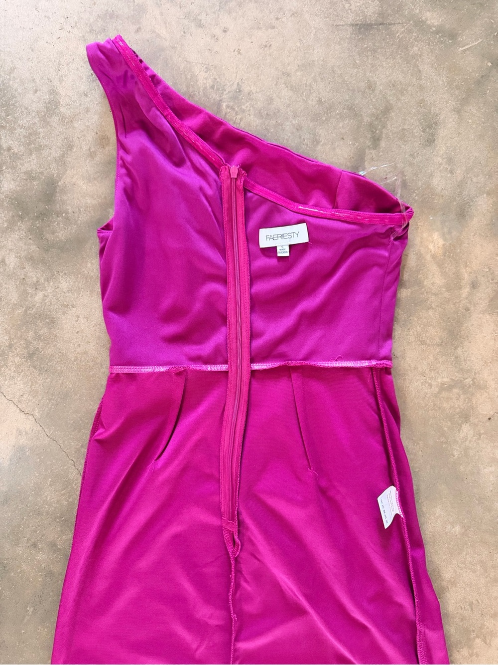Faeriesty Magenta One Shoulder Ruffle Maxi Dress Size Small - Picture 13 of 16
